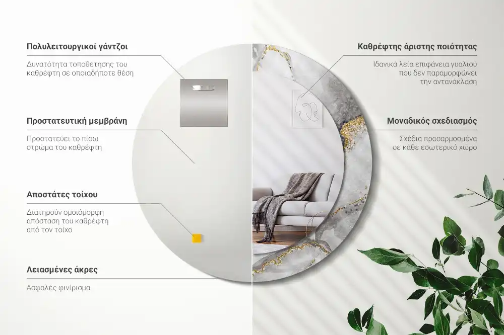 Specchio circolare decoro Modello in marmo