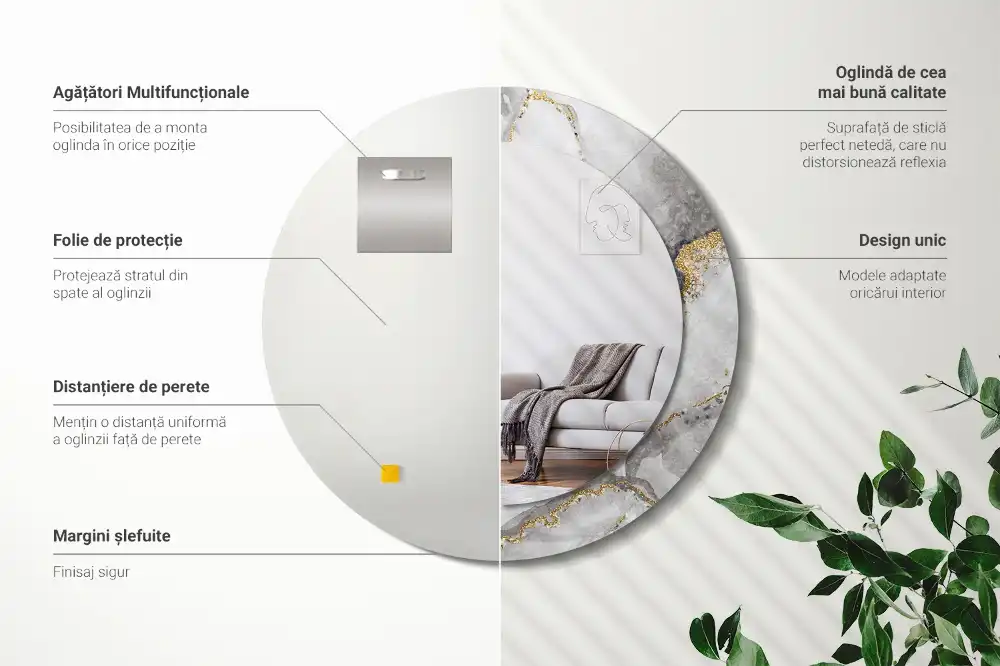 Specchio circolare decoro Modello in marmo