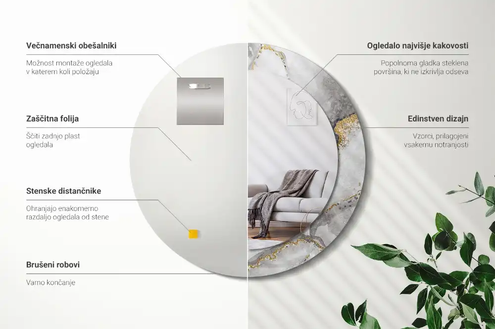 Specchio circolare decoro Modello in marmo