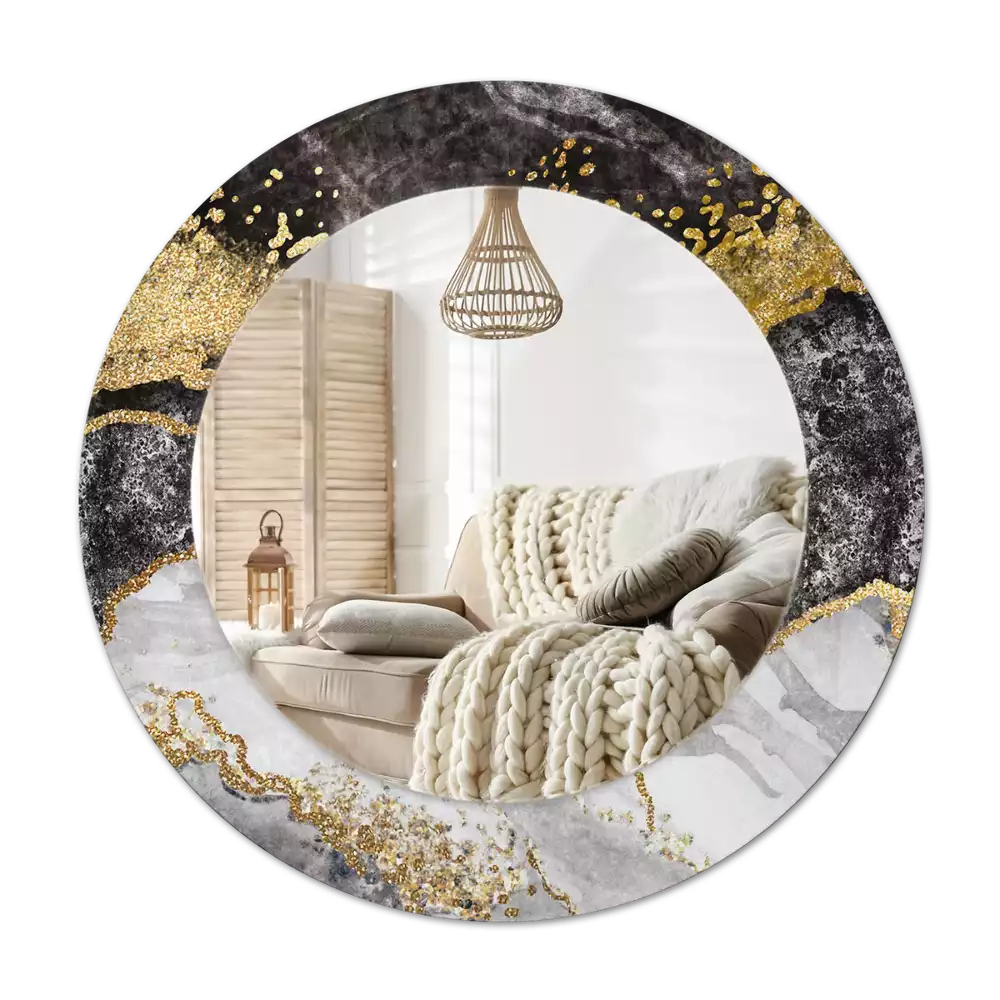 Specchio circolare stampato Loft in marmo