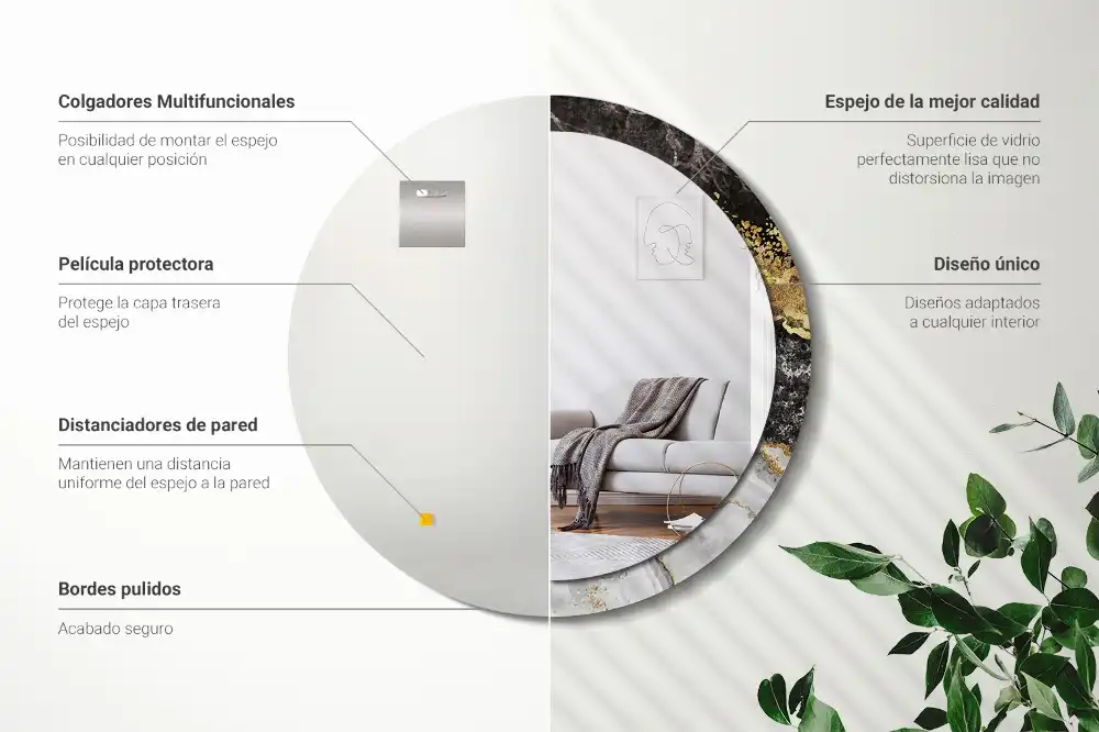 Specchio circolare stampato Loft in marmo