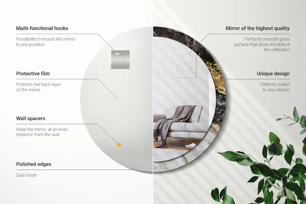 Specchio circolare stampato Loft in marmo