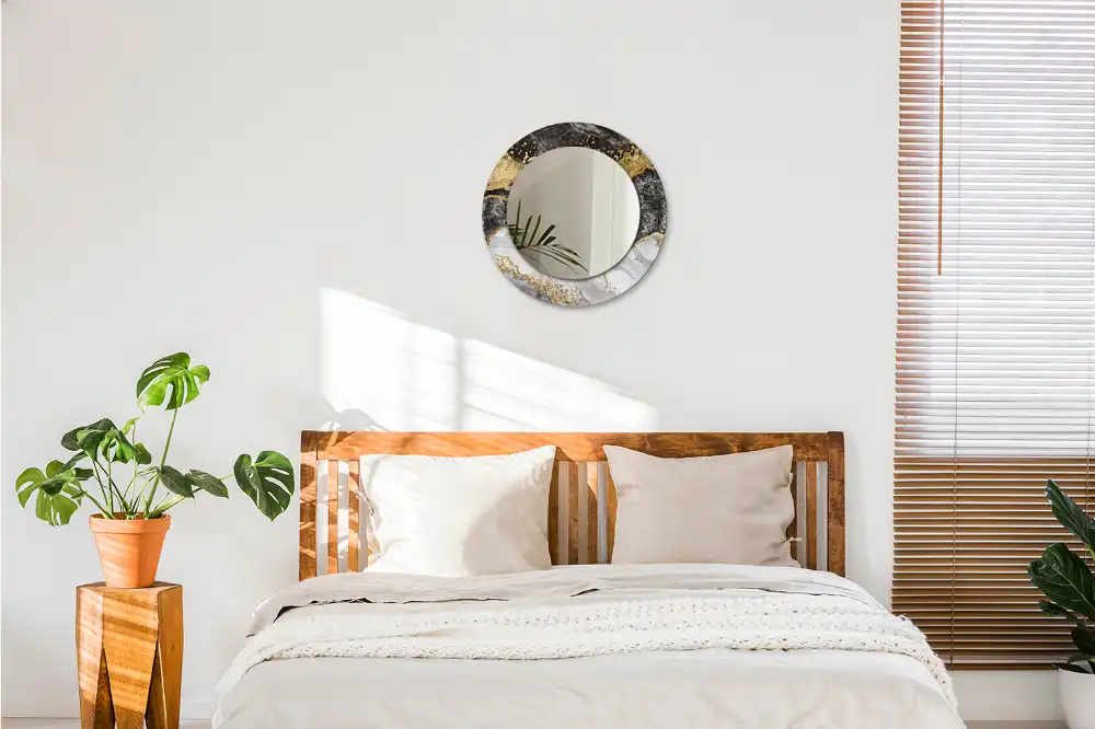 Specchio circolare stampato Loft in marmo