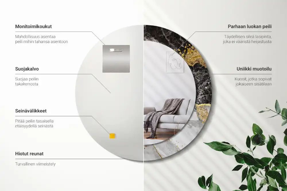 Specchio circolare stampato Loft in marmo