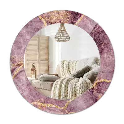 Specchio rotondo con cornice stampata marmo artificiale