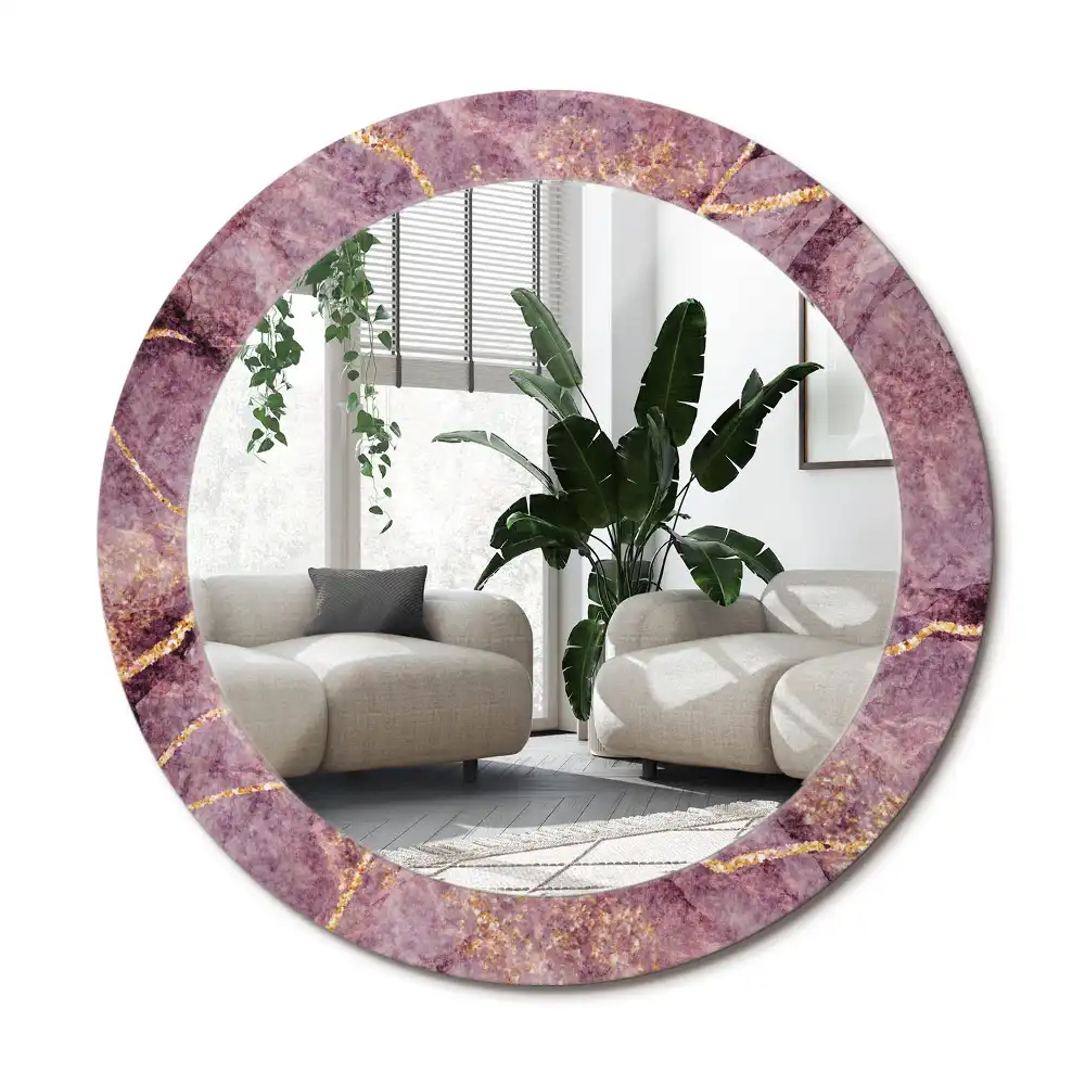 Specchio rotondo con cornice stampata marmo artificiale