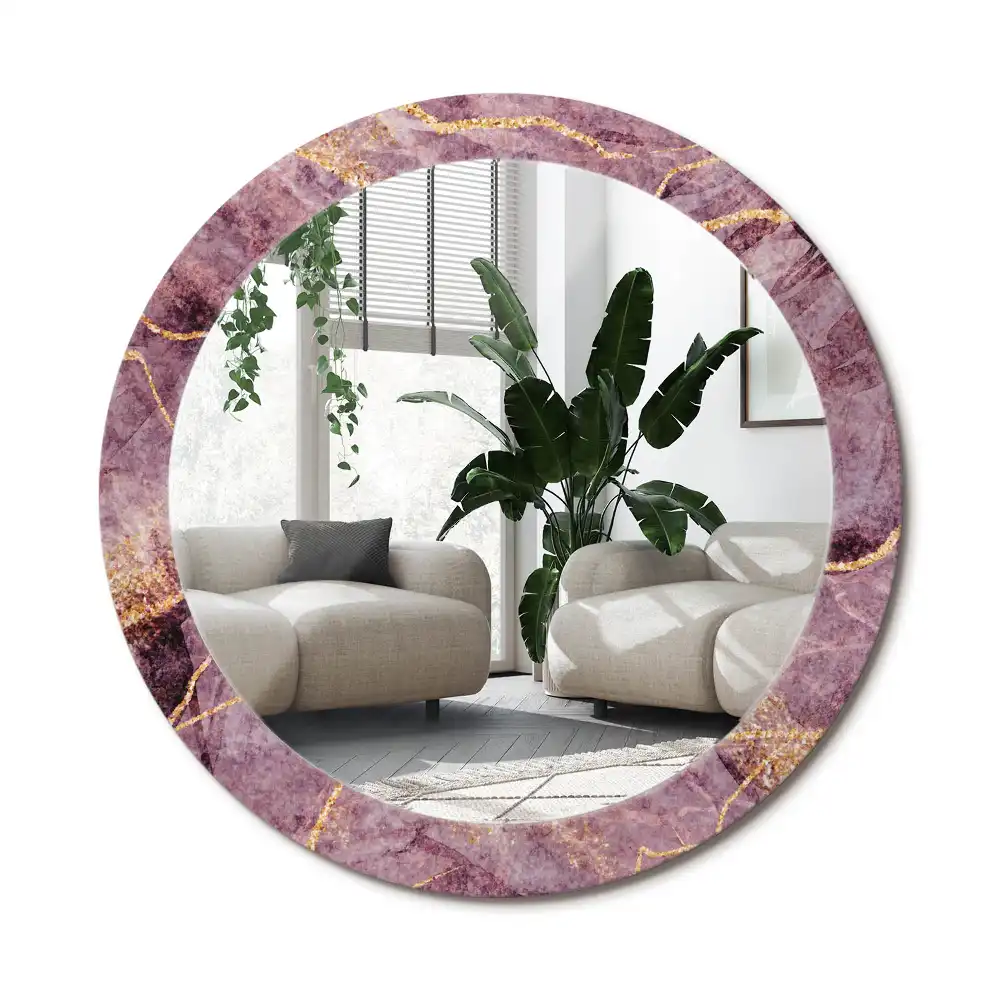 Specchio rotondo con cornice stampata marmo artificiale