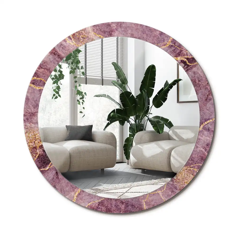 Specchio rotondo con cornice stampata marmo artificiale