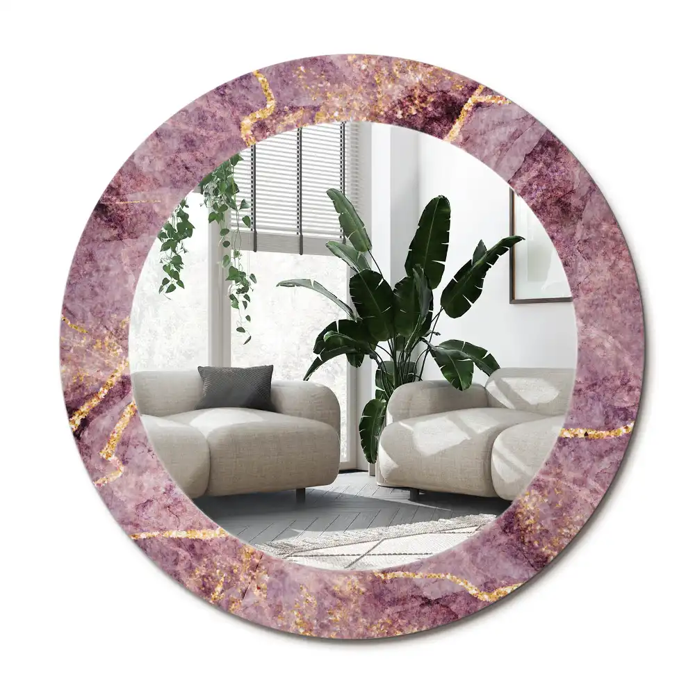 Specchio rotondo con cornice stampata marmo artificiale