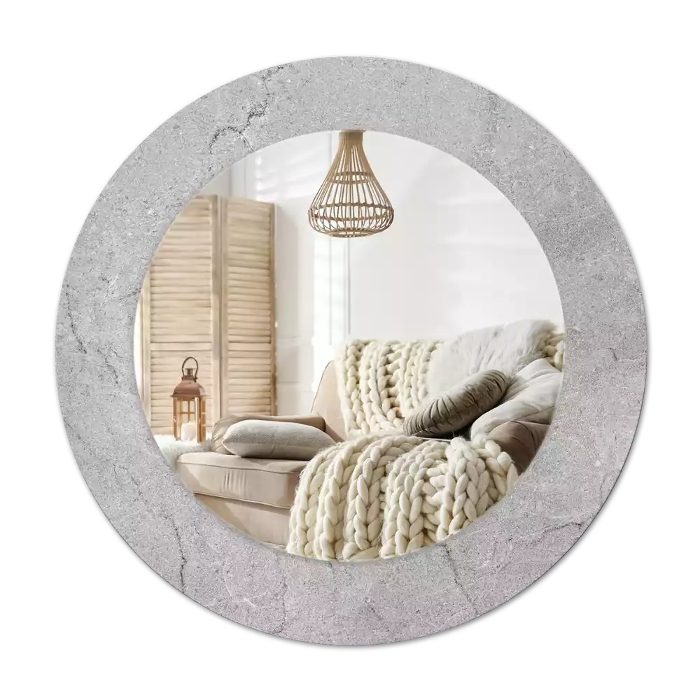 Specchio circolare decoro cemento grigio