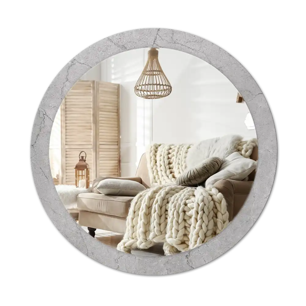 Specchio circolare decoro cemento grigio