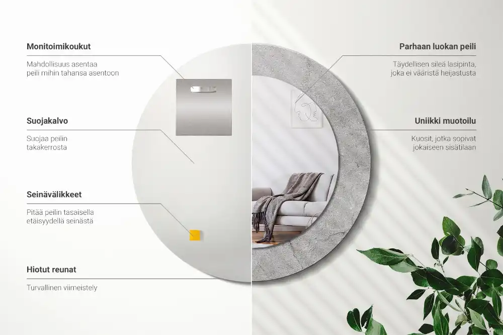 Specchio circolare decoro cemento grigio