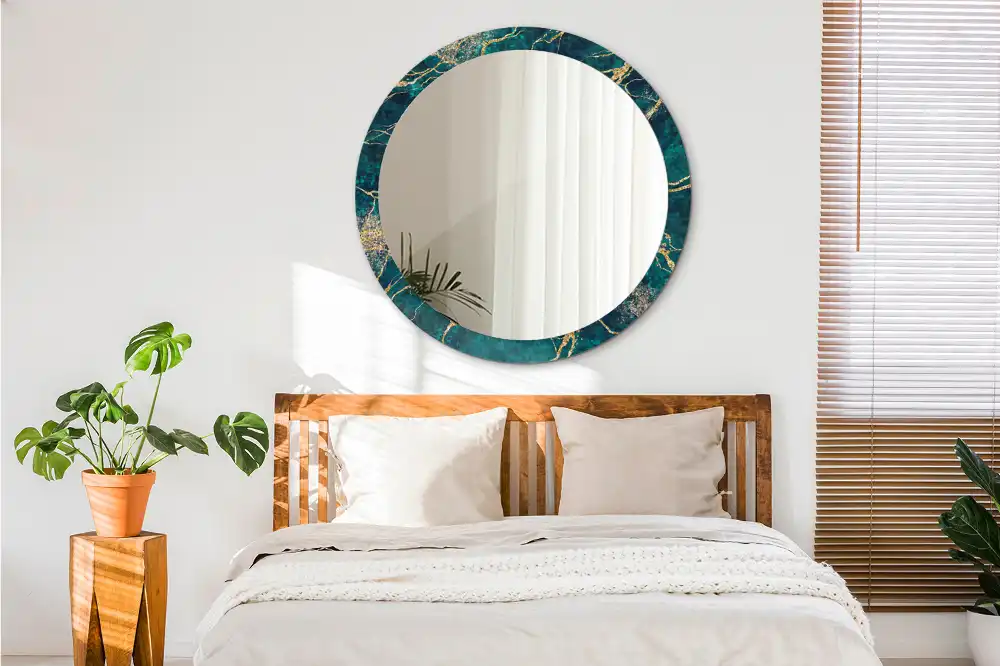 Specchio circolare stampato marmo verde