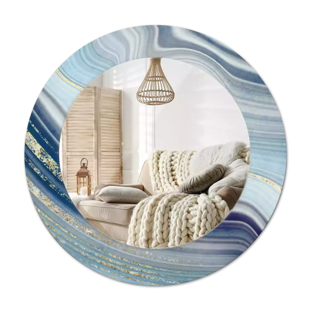 Specchio circolare decoro marmo blu
