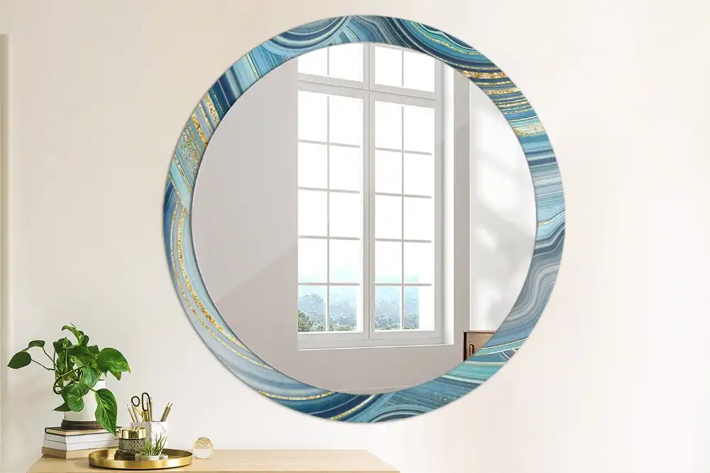 Specchio circolare decoro marmo blu