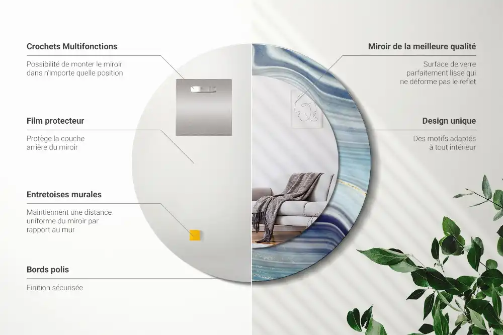 Specchio circolare decoro marmo blu