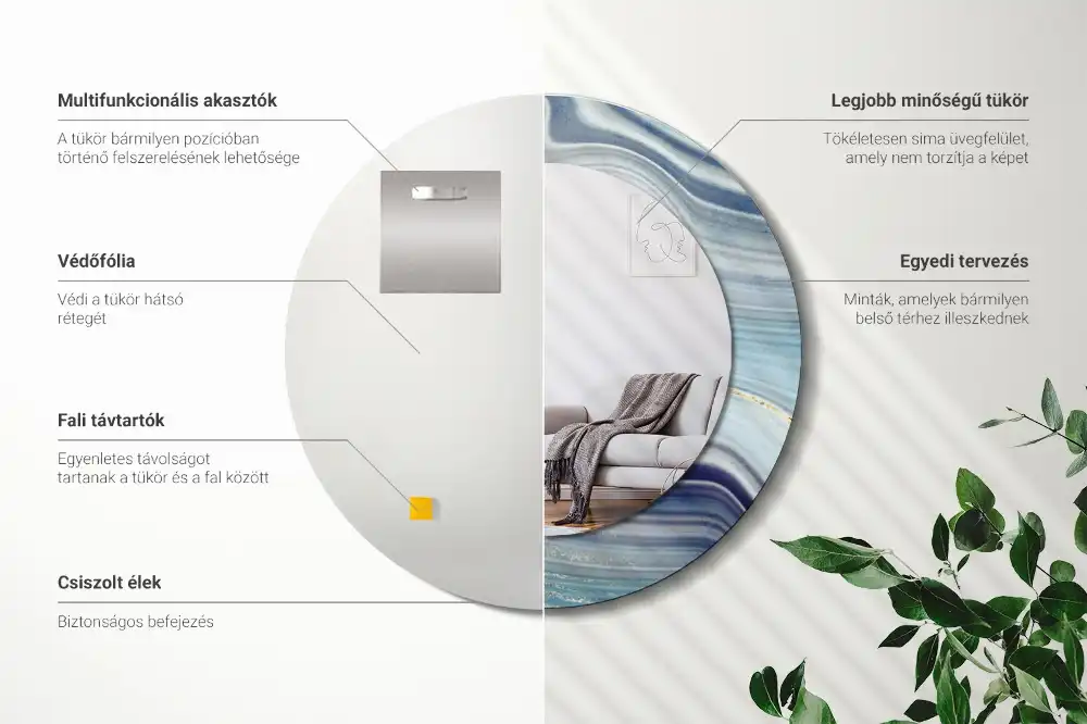 Specchio circolare decoro marmo blu