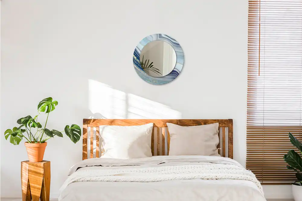 Specchio circolare decoro marmo blu