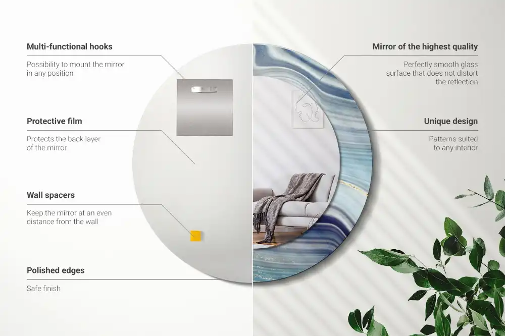 Specchio circolare decoro marmo blu