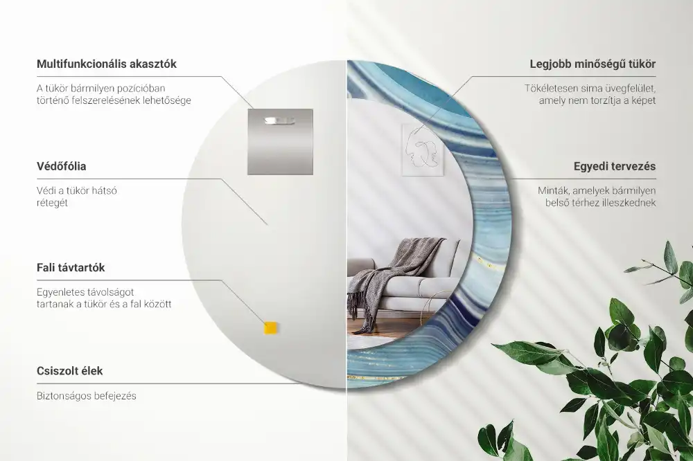 Specchio circolare decoro marmo blu