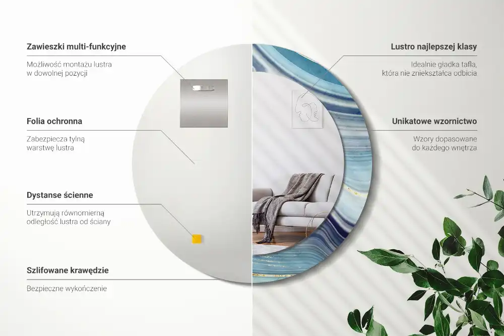 Specchio circolare decoro marmo blu