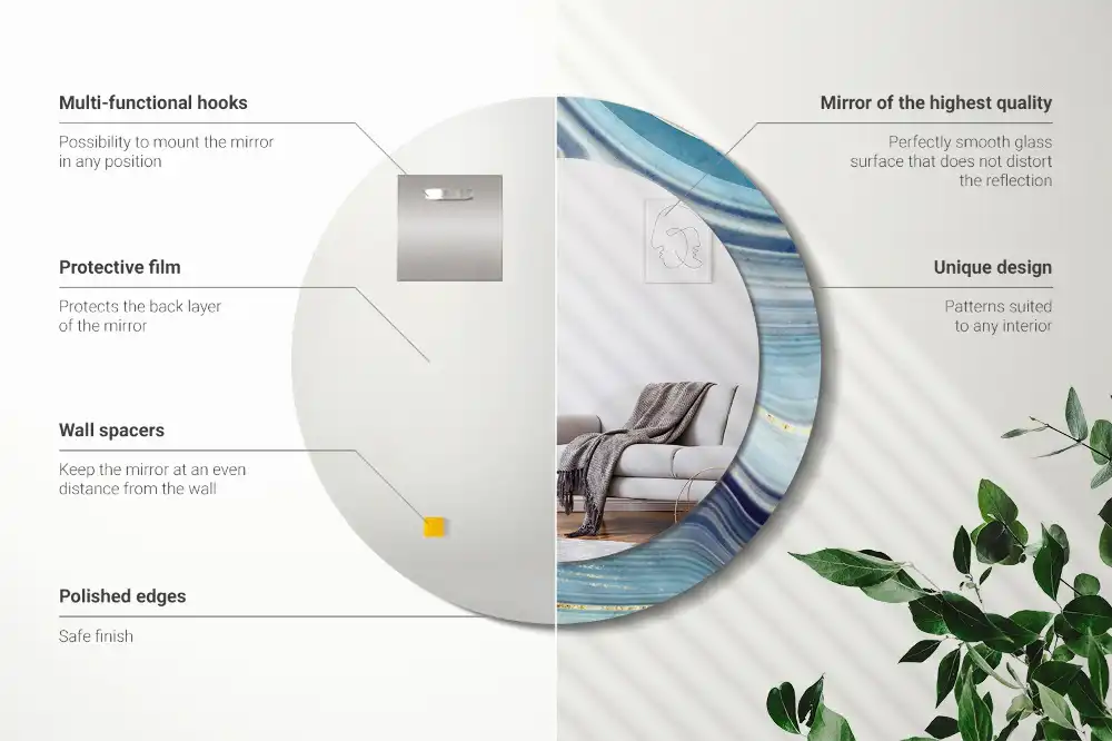 Specchio circolare decoro marmo blu