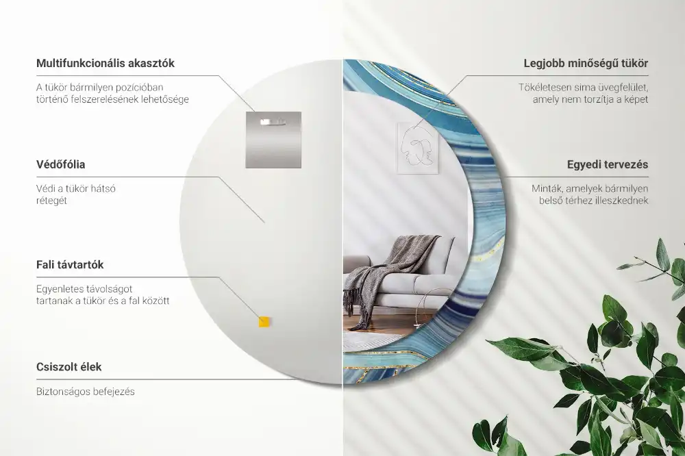 Specchio circolare decoro marmo blu