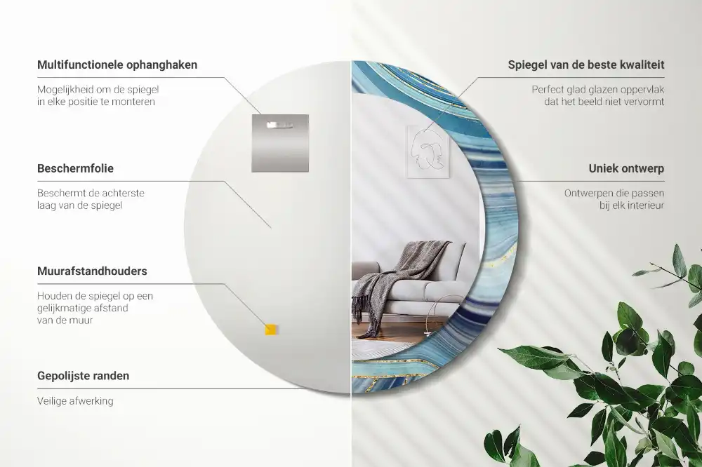 Specchio circolare decoro marmo blu