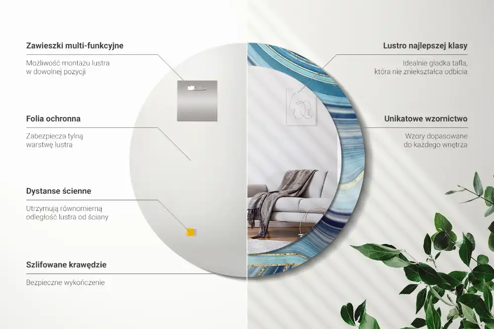 Specchio circolare decoro marmo blu