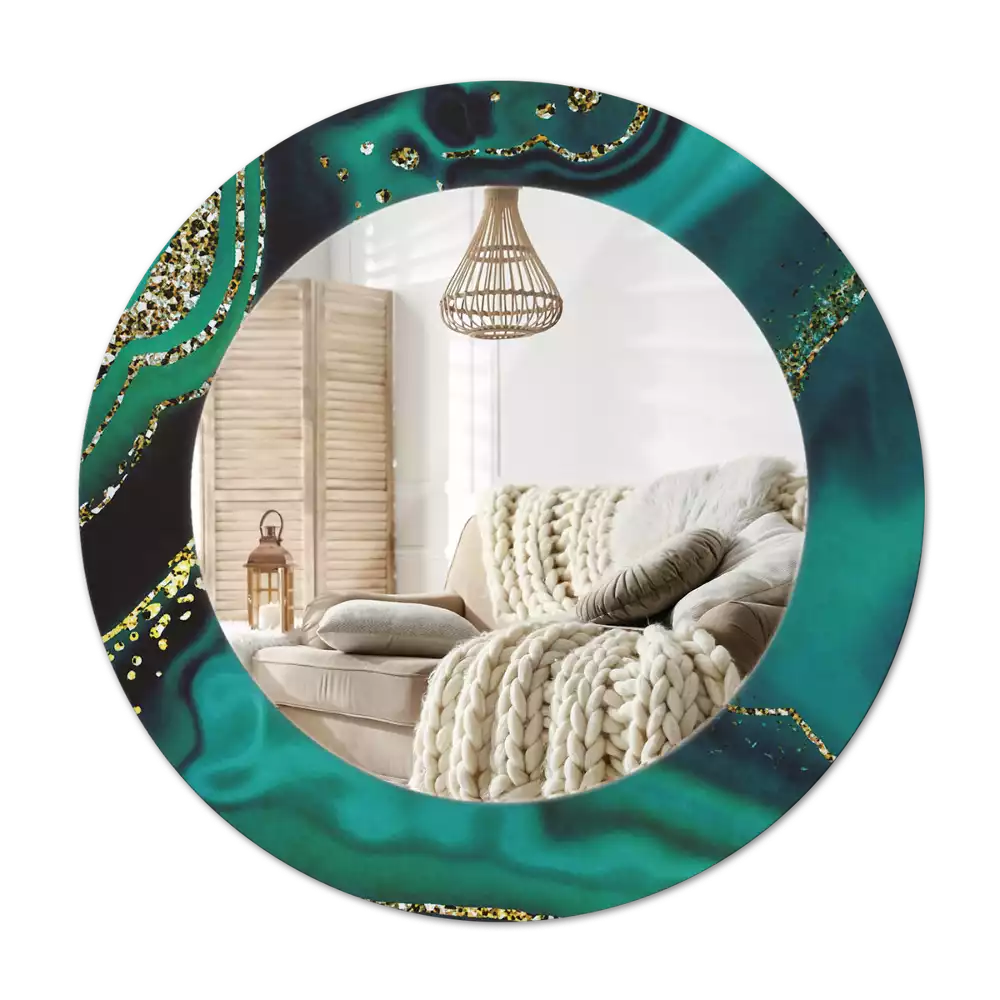 Specchio circolare decoro Marmo smeraldo