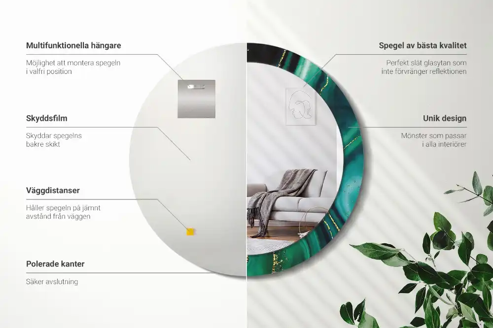 Specchio circolare decoro Marmo smeraldo