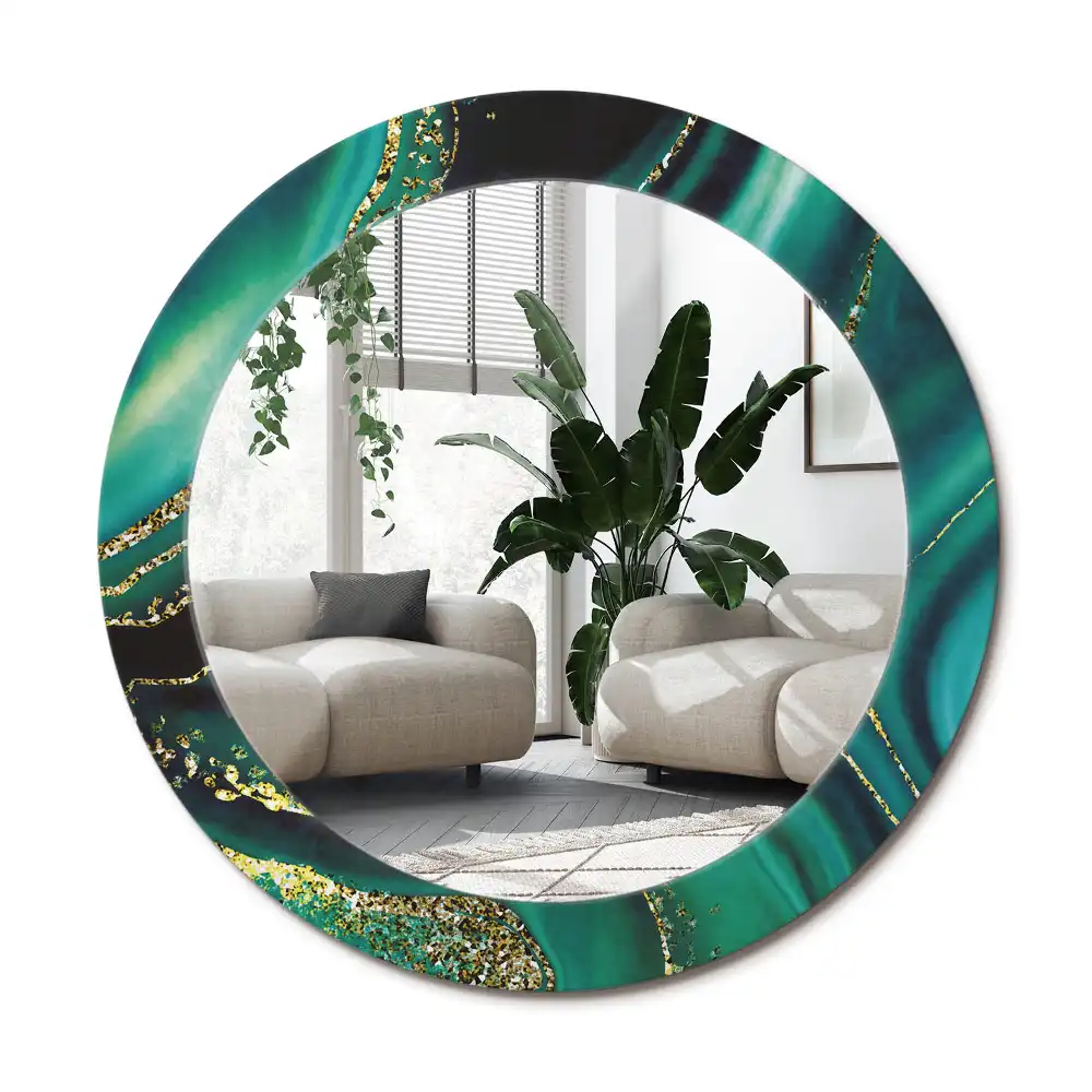 Specchio circolare decoro Marmo smeraldo