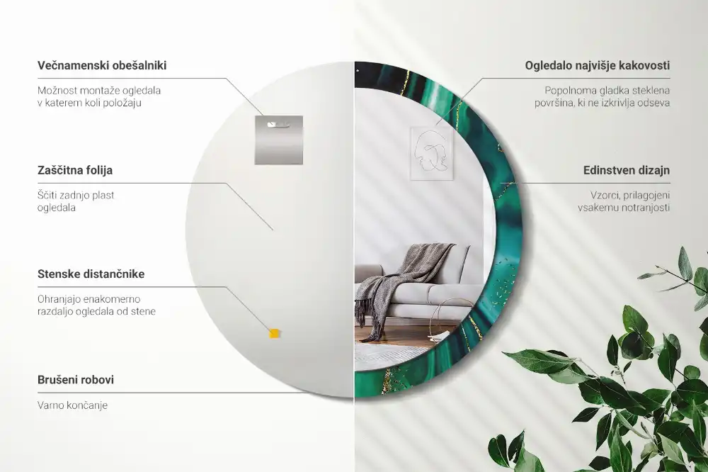 Specchio circolare decoro Marmo smeraldo