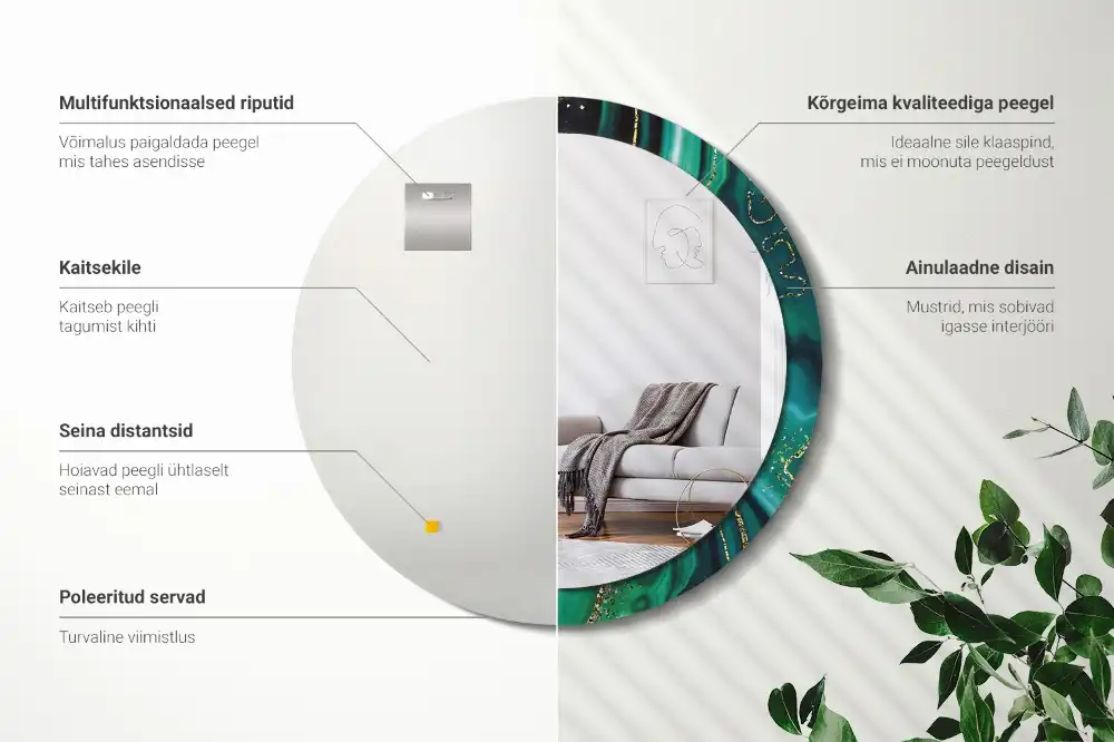 Specchio circolare decoro Marmo smeraldo