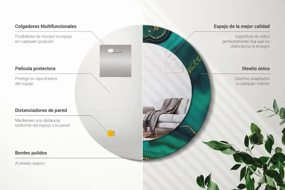 Specchio circolare decoro Marmo smeraldo