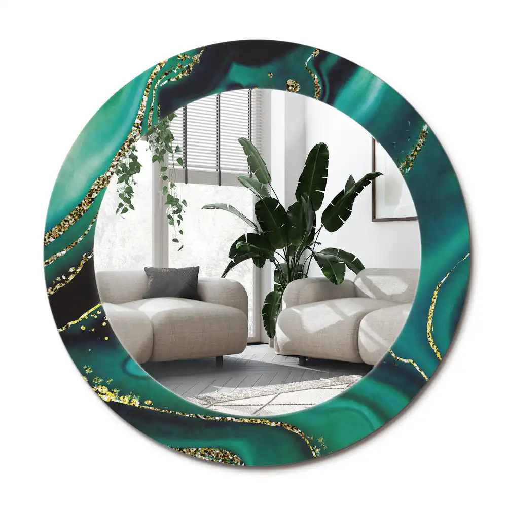 Specchio circolare decoro Marmo smeraldo