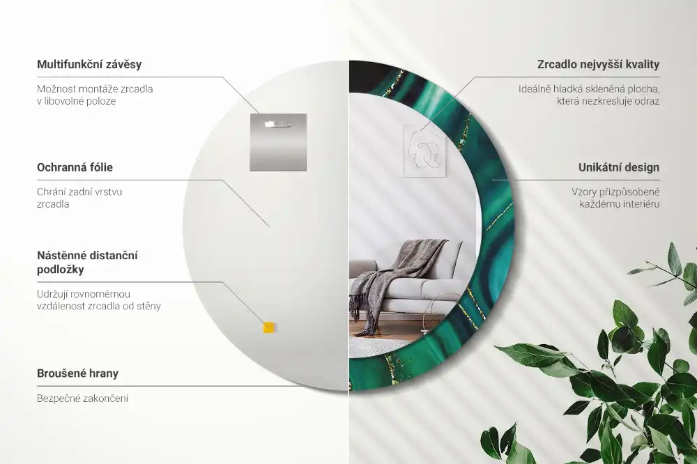 Specchio circolare decoro Marmo smeraldo