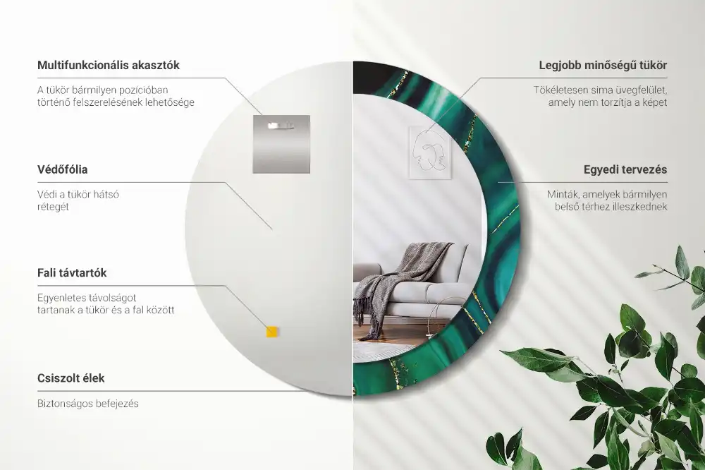 Specchio circolare decoro Marmo smeraldo