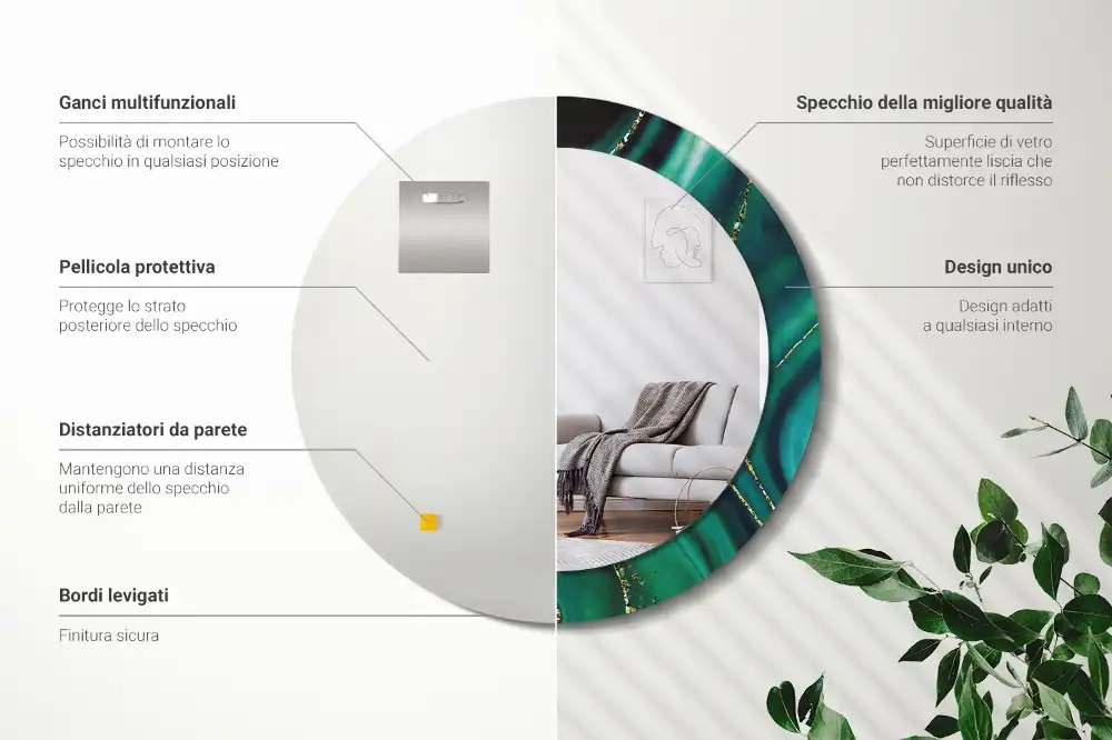 Specchio circolare decoro Marmo smeraldo