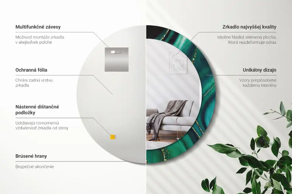 Specchio circolare decoro Marmo smeraldo