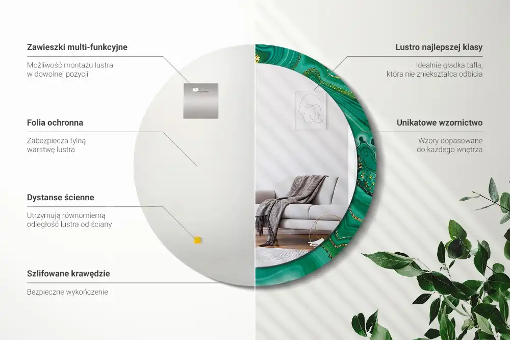 Specchio circolare stampato Marmo d'agata