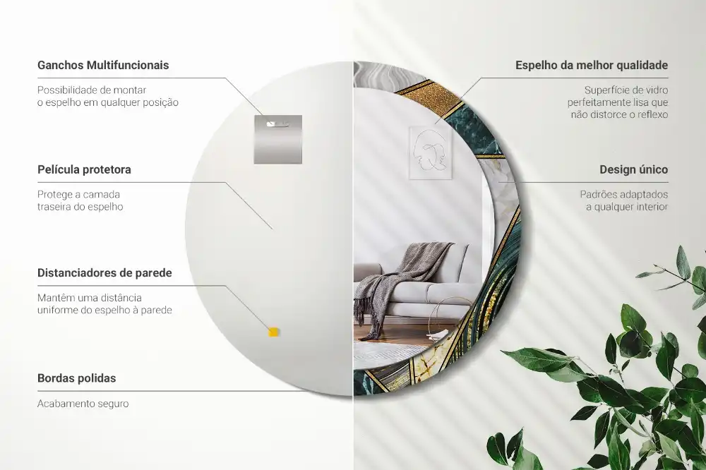 Specchio rotondo con cornice stampata Stile marmo