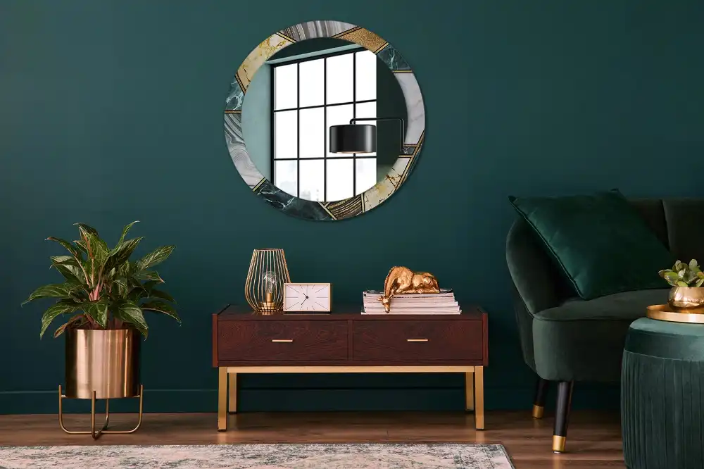 Specchio rotondo con cornice stampata Stile marmo