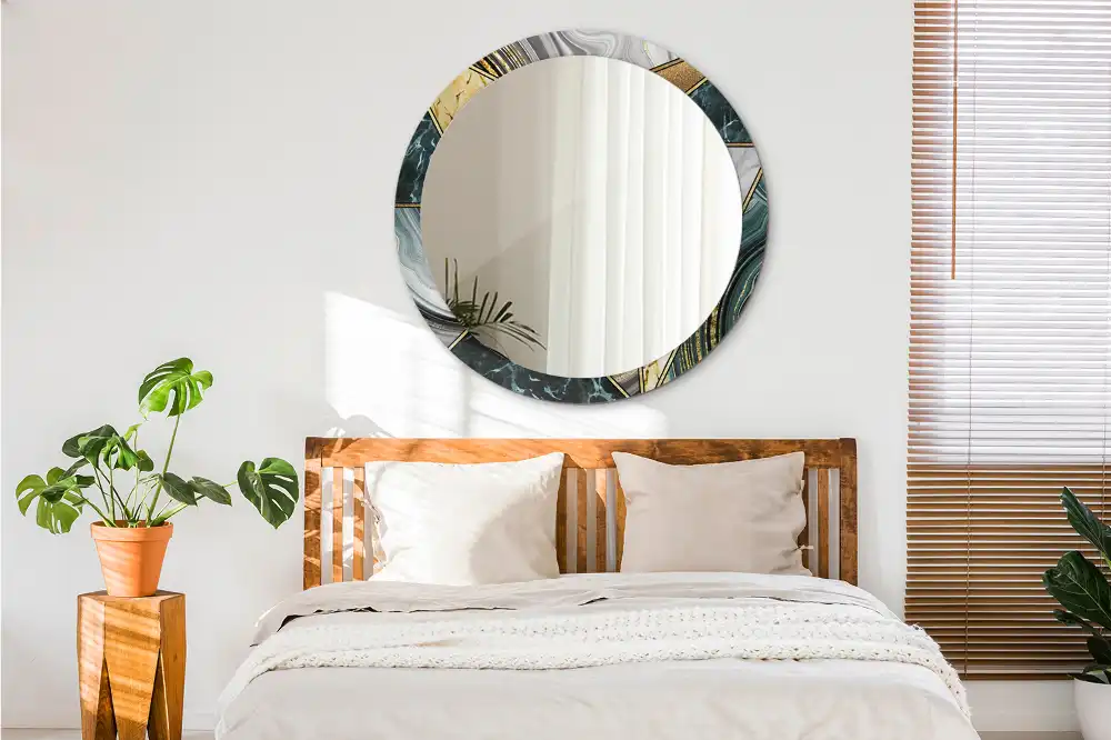 Specchio rotondo con cornice stampata Stile marmo