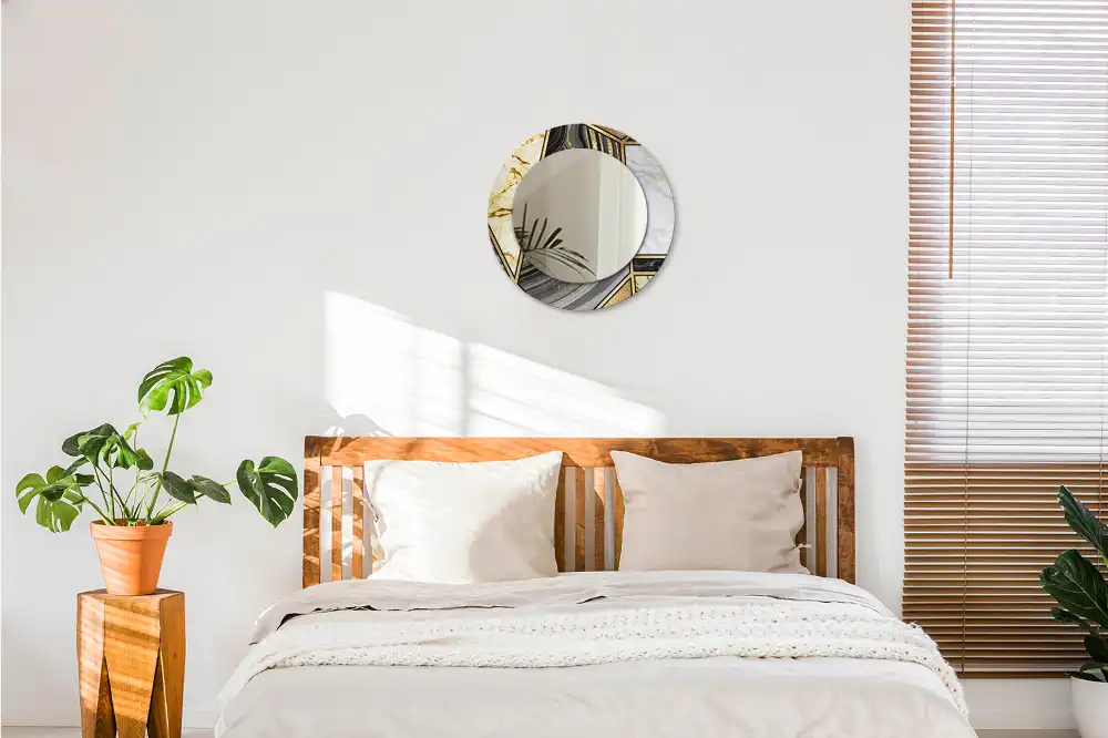 Specchio rotondo con cornice stampata Stile marmo