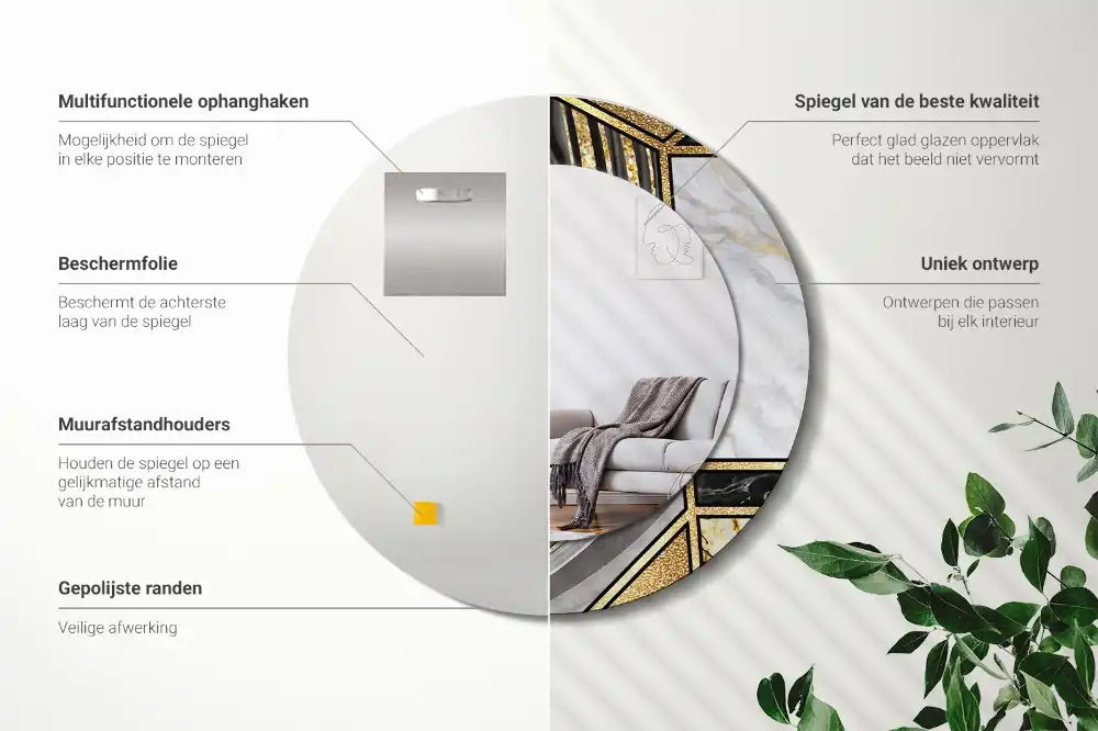 Specchio rotondo con cornice stampata Stile marmo