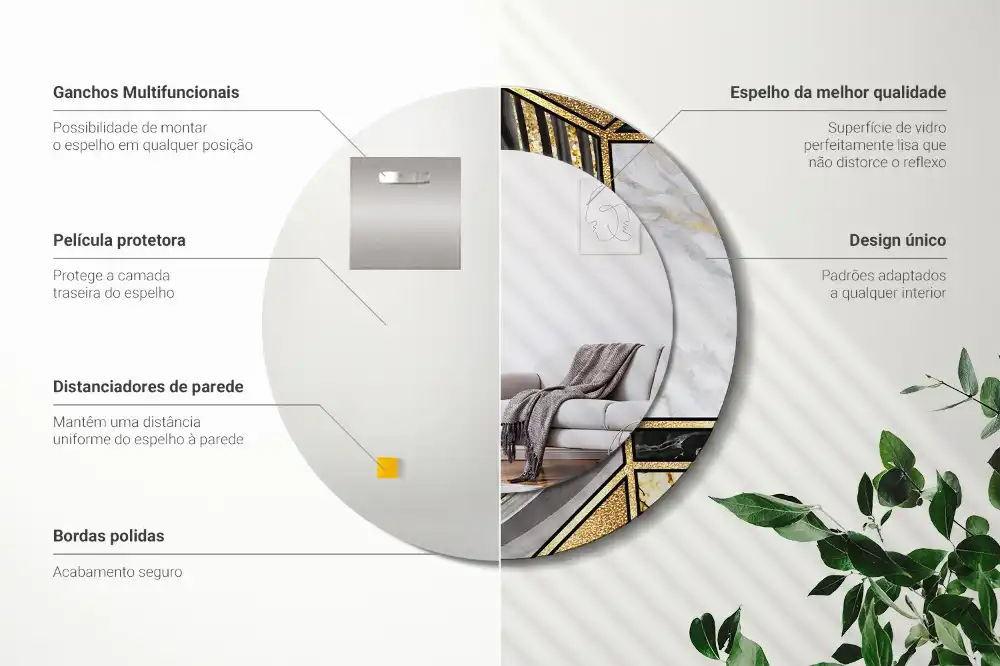 Specchio rotondo con cornice stampata Stile marmo