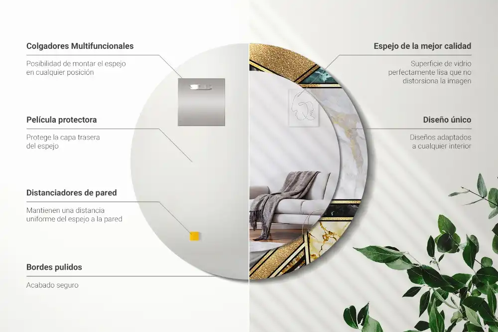 Specchio rotondo con cornice stampata Stile marmo