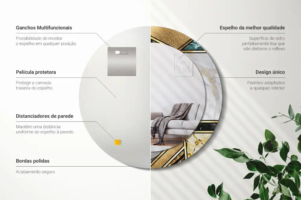 Specchio rotondo con cornice stampata Stile marmo