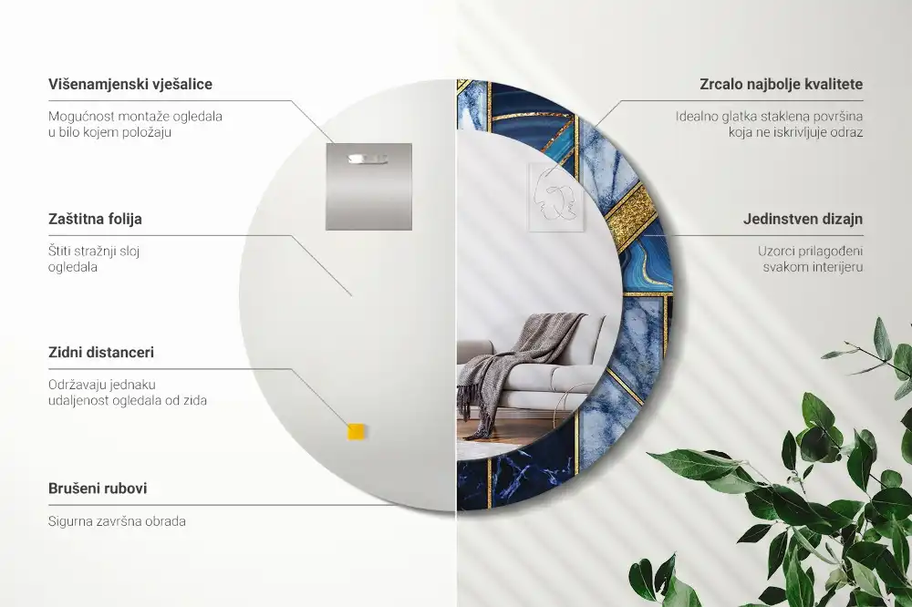 Specchio circolare decoro Marmo moderno